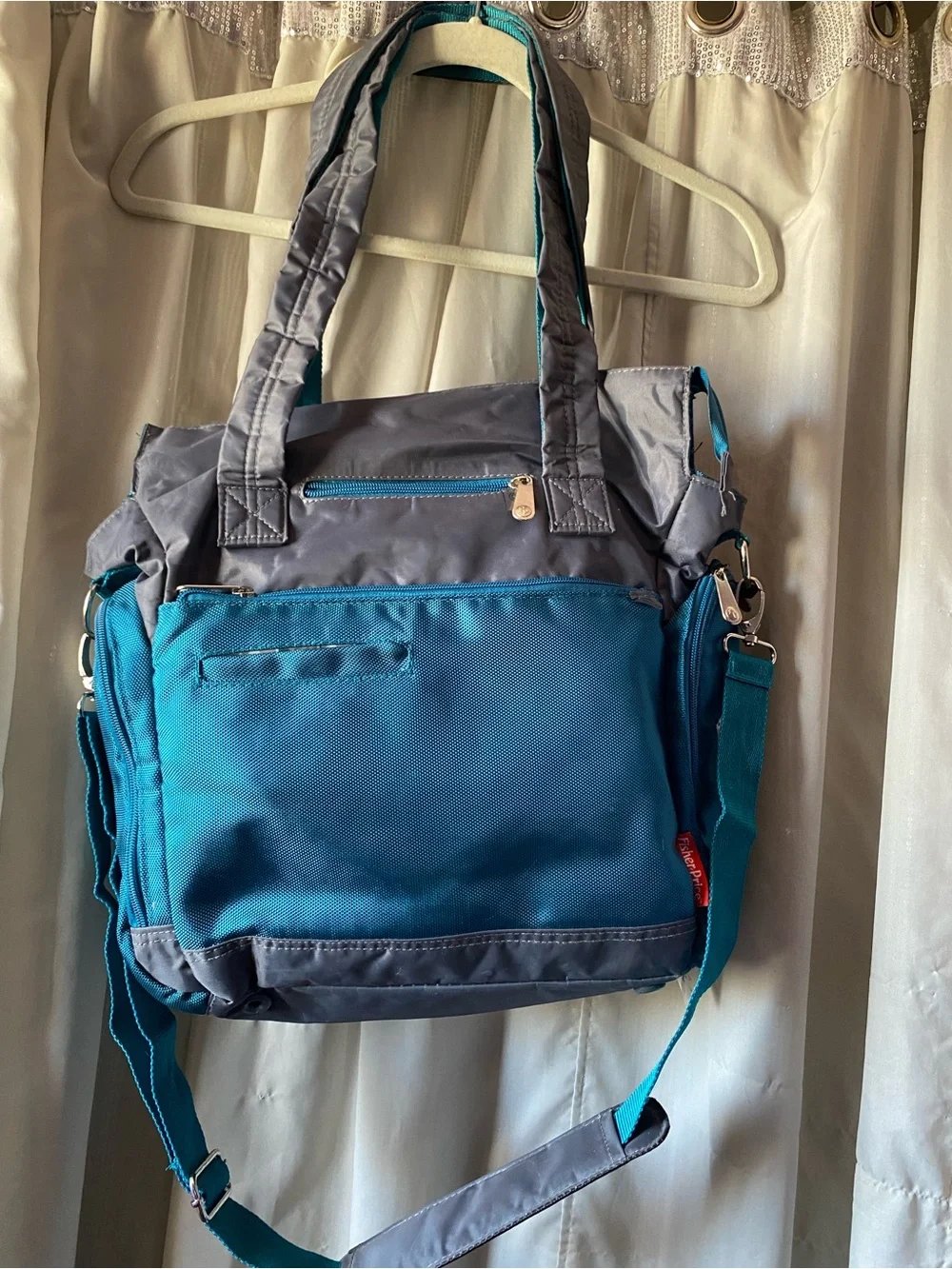 Fisher-Price Diaper Bag with Instant Wipe Access Changing Pad Insulated Teal